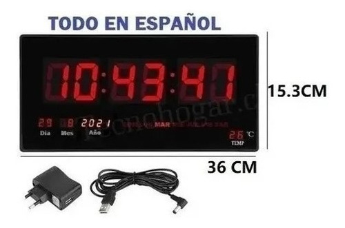 Imagen 5 de 10 de Reloj Digital Pared Led Fecha Temperatura / Electronicaroca