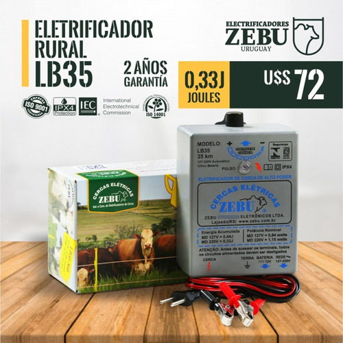 Electrificador Zebu Lb35 0.33 Joules Combinado 220 Y 12 V