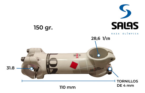 Stem Bici Kalloy Uno Avance Mtb Aluminio Ahead - Salas