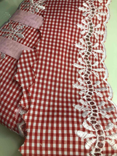 Blonda Broderie Bordado Rojo 9 Cm - Pieza 13.70 Mts