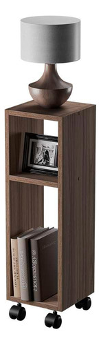 Mesa Cabeceira Nogal Cama Solteiro Quarto 20cm Com Rodízio