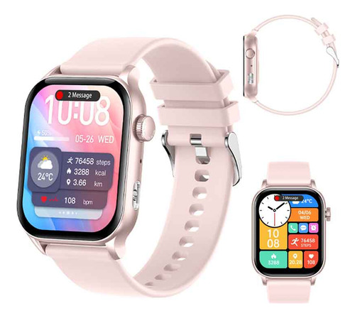Reloj Smartwatch Mujer Hombre, Hancdon Kr86 1.95 Smart Watch, Notificación De Mensajes, Ios/android Smartwatches, Deportivo Salud, Lcd Fitness Bluetooth Color De La Caja Rosa
