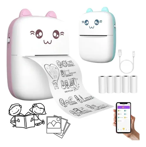 comprar Mini Impressora Portátil Sem Fio Recarregável Térmica Gato