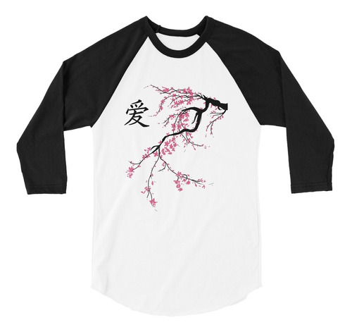 Playera Raglan 3/4 Cerezo Japonés Sakura 