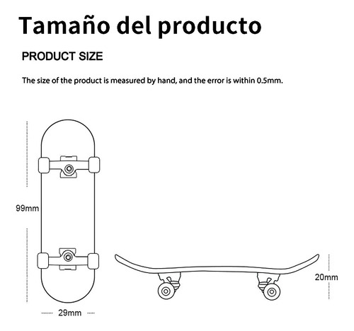 2pc Finger Skateboard Profesional Arce Patineta Para Dedos Mix De Colores Mix De Colores