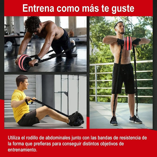 Kit Ejercitador Rueda Abdominales Barras Push-up Cuerda