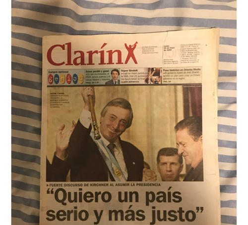 Tapa Diario Clarín 26/5/2003 Asunción Néstor Kirchner (Usado)