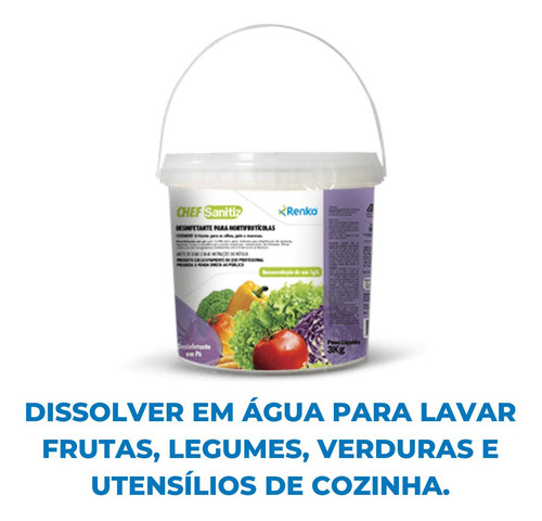 Kit 12 Desinfetantes Para Hortifrutícolas Chef-sanitiz 1kg