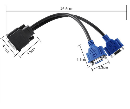 Dms-59 Pinos Macho Para 2 Vga Adaptador Divisor Fêmea De 15