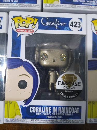 1 Coraline Colección Pop Funko Gold Gato Raincoat
