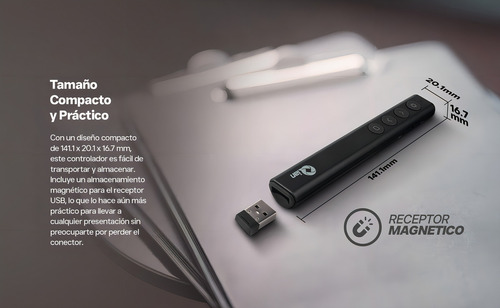 Presentador Inalámbrico Qian 100m Usb 2.0 Láser Verde Negro