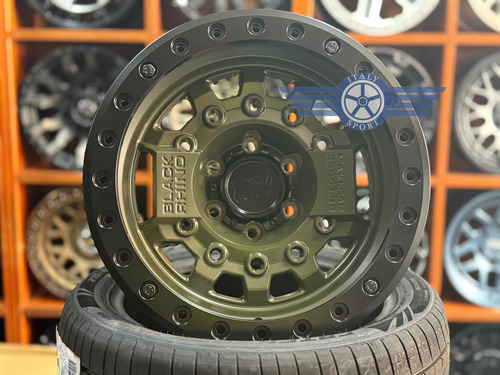 4 Rines 17 Black Rhino Avenger 6-139.7 Beadlock Tacoma Hilux Olive Drab Green Blk Hardware