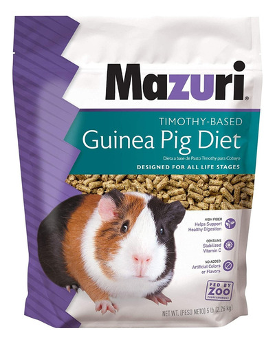 Mazuri | Timothy-based Guinea Pig Food | 5 Pound (5 Lb.) Bag