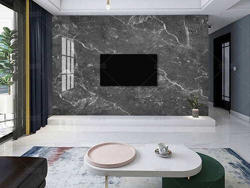 Imagen 2 de 4 de Papel Autoadhesivo Pared Mármol Gris Diseño Decoración