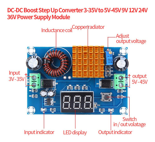 Dc-dc Boost Converter Haosie Xh-m411 3-35v To 5-45v