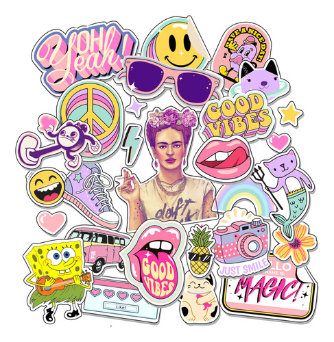 Stickers Calcos Frida Kahlo Good Vibes X29 Termo Notebook