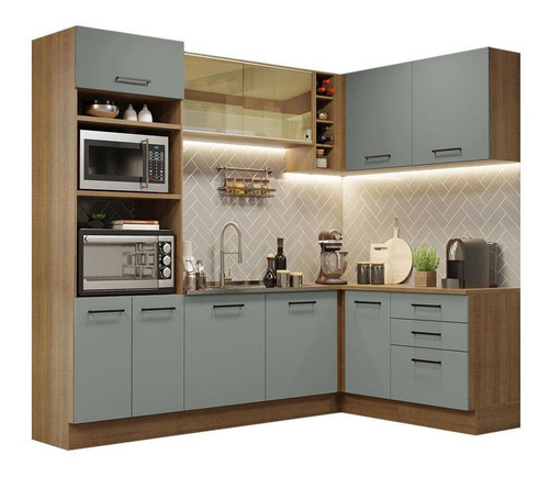 Cozinha Completa Cant Madesa Agata 399001 C Arm Bal S Tam Rc Cor Rustic/Cinza