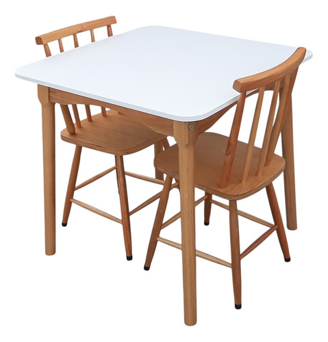 Jogo De Jantar Colonial Brisa Mesa Mel-brn 80x80 2 Cadeiras