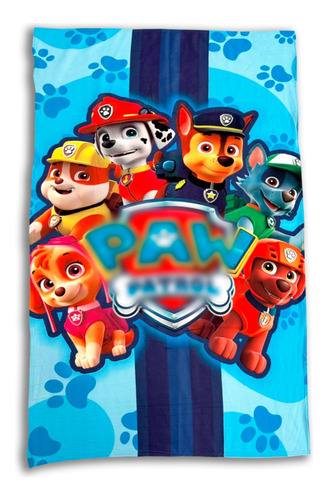 Toalla De Baño Diseño Paw Patrol 155x85 Cm Microfibra Suave Celeste Paw Patrol