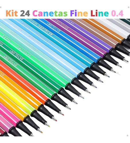 Kit de 24 bolígrafos de colores de punta fina para dibujo de texto de 0,4 mm, Rb