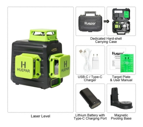 Nível Laser Verde 12 Linhas Tripé Suporte Similar Dewalt