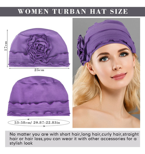 6 Piezas De Gorros De Flores De Turbante Vintage Para Mujer