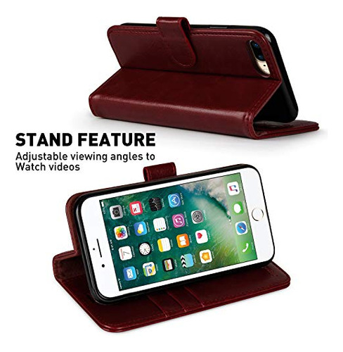 Funda Cartera Para iPhone 8 Plus 7 Plus Burgundy 5.5 PuLG Pi