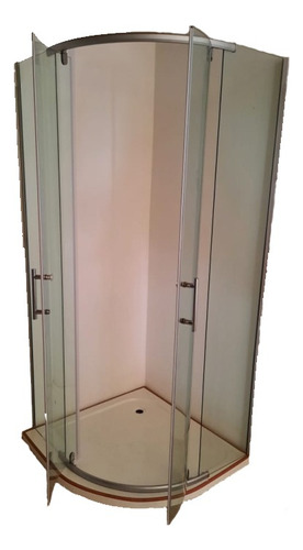 Box De Ducha Mampara Gorena Rio 90cm Cabina Curva C/base Armazón Plateado Panel Transparente