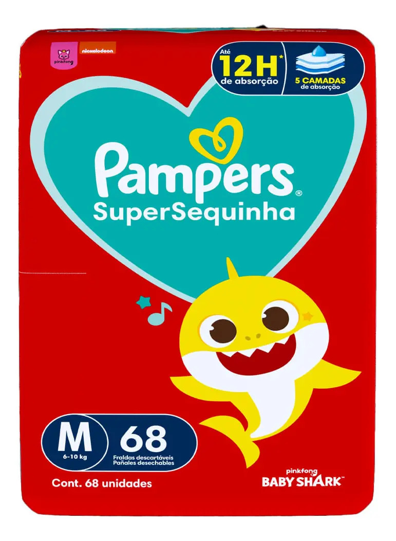 Fralda Descartável Pampers Supersequinha Super M 68 Unidades