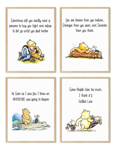 Winnie The Pooh - Decoración De Pared Sin Marco, Juego De 4