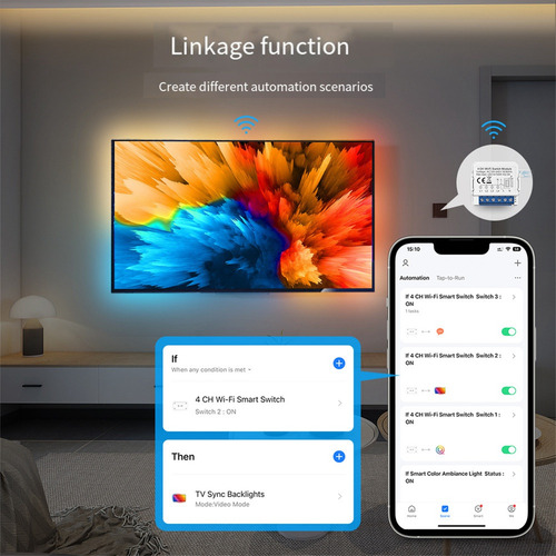 Disyuntor Tuya Smart Wifi Con Control De Luz De 4 Vías Cont-