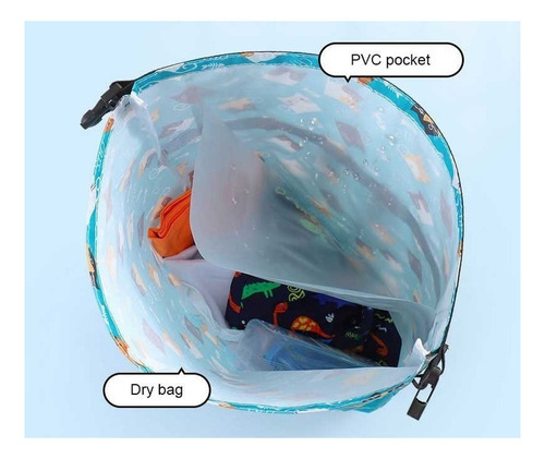 Mochila De Natación Para Niños Con Separación Húmeda Y Seca Color Caqui