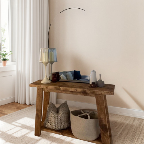 Mesa Entrada Recibidor Madera Natural Doble Piso Nordica Marrón