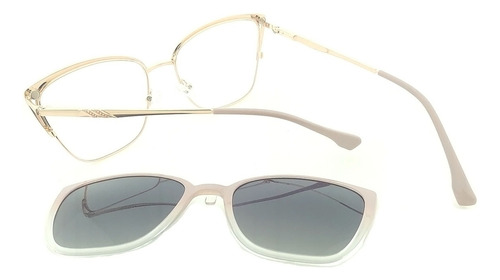 Anteojos Clip On Lentes Polarizado Uv 2257 Metal Pin Up Flex Rosa
