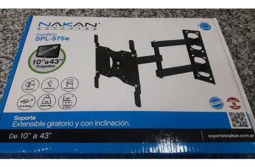 Imagen 4 de 6 de Soporte Tv Nakan Spl575e Extensible Giratorio 10 A 43