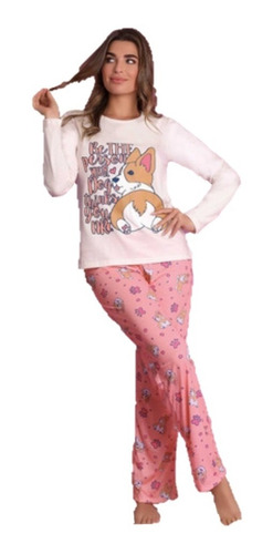 Pijama Mujer Lencatex Art 21352 Invierno Jersey De Algodón