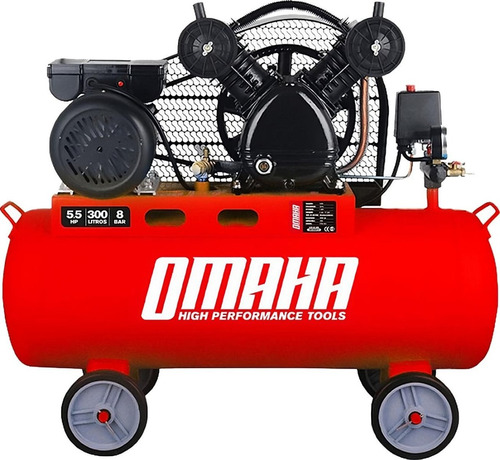 Compresor De Aire Correa Bicilindrico 300 Litros 5.5hp Omaha