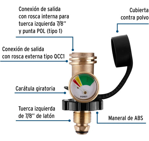 2pcs Manometro Para Tanque Gas Lp Medidor Pol A Qcc1