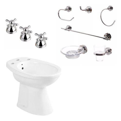 Combo Bidet Roca + Grifería Peirano + Accesorios 6 Piezas Aq