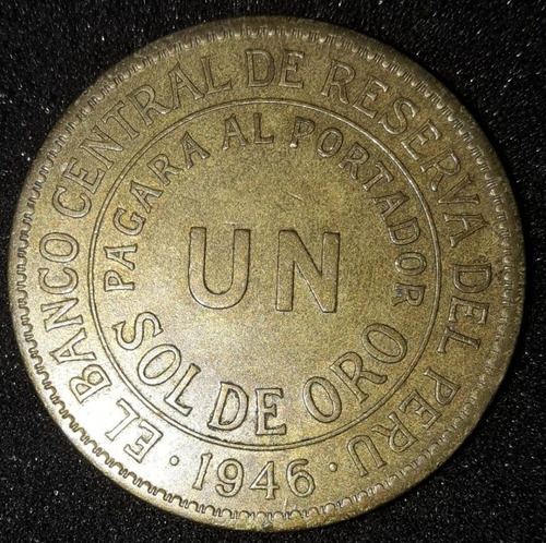 Imagem 1 de 2 de Moeda Un Sol De Oro Ano 1946 Peru