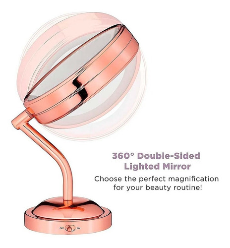 Imagen 3 de 6 de Espejo De Tocador Maquillaje Luz Led Y Aumento 1x/5x Conair
