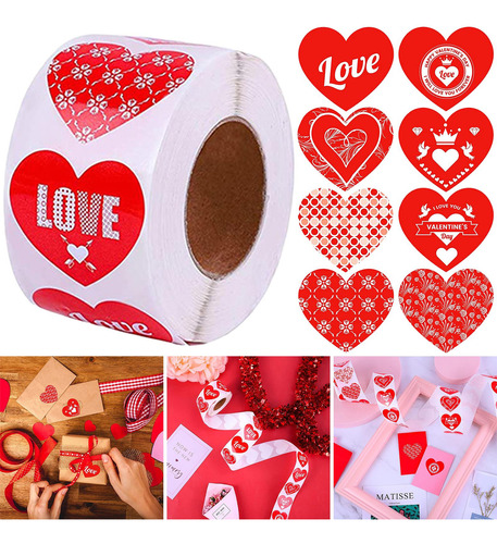Pegatinas En Forma De Corazón Etiquetas De 1,5 Para