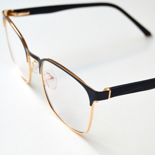 Anteojos Lectura Armazon Lente Metal Unisex Hadar Zienna Negro Dorado