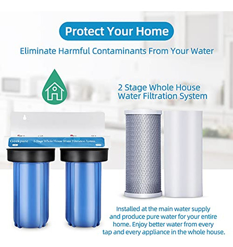 Sistema Filtro Agua 2 Etapas Geekpure 10puLG Azul-1puLG Port
