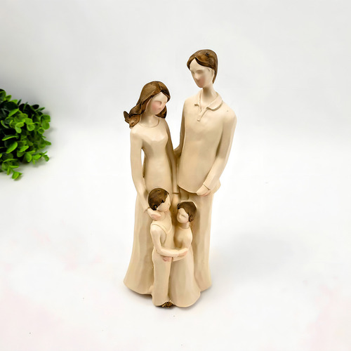 Estatua de familia con pareja de niños, 24 x 10 x 8 cm, adorno