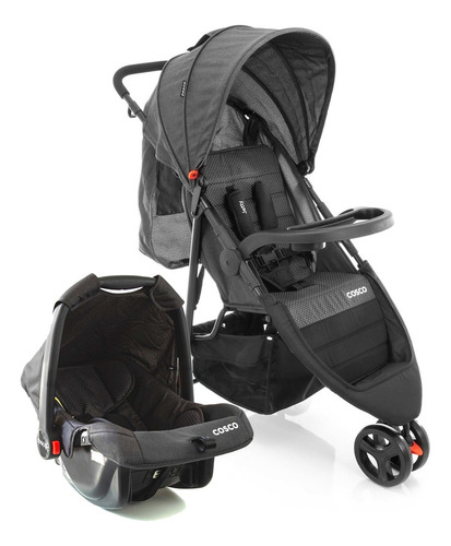 Conjunto Travel System Jetty Duo Preto Póa Cosco Kids