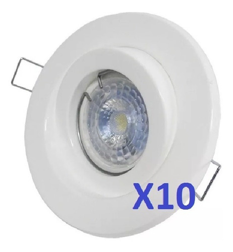 Pack X10 Spot Movil  Pvc Dicroica Completo Blanco Con Lampara Dicro Led 4w Osram Luz Fria / Calida 220v Gu10