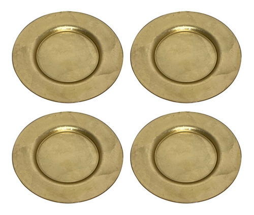 Set 4 Platos Base Vidrio Turco Dorado 33cm Foil Dk-26_4