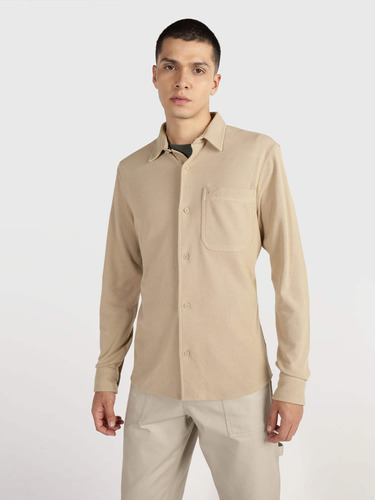 Sobrecamisa Beige Con Bolsillo Calvin Klein Hombre