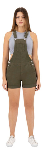 Overol Short Britos Jeans Mujer Verde Militar 024990